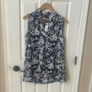 The Limited Navy and White Floral Tank Top